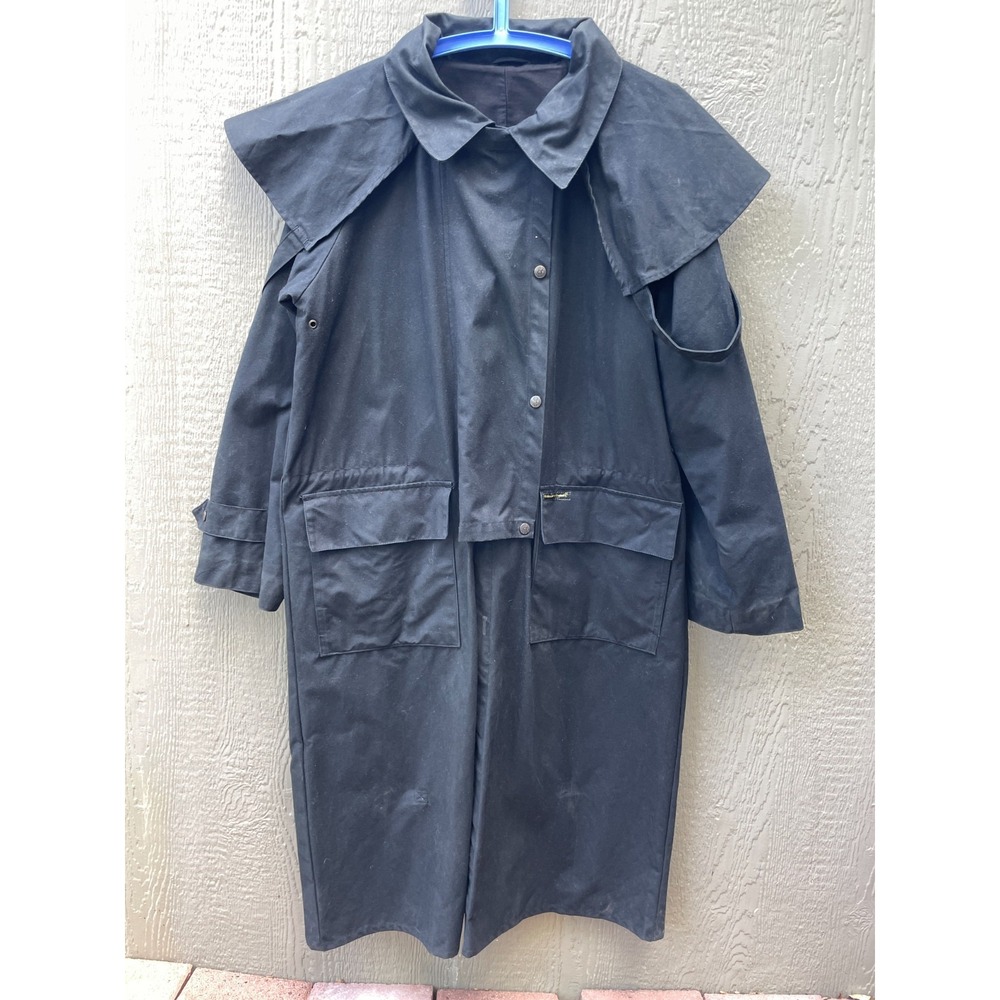 Outback Trading Bush Trader Oilskin  Coat Men's Size M Black Style 2040 Duster